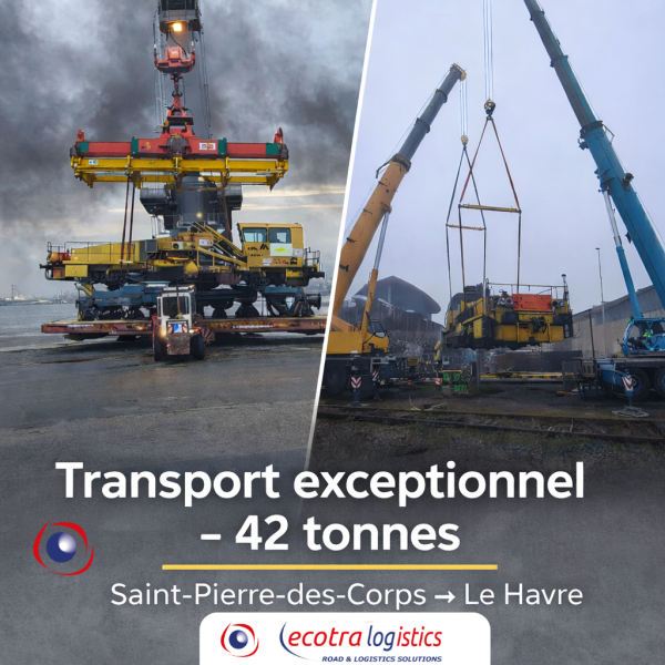 Exceptional transport of an R22 rail regulator to Le Havre for export